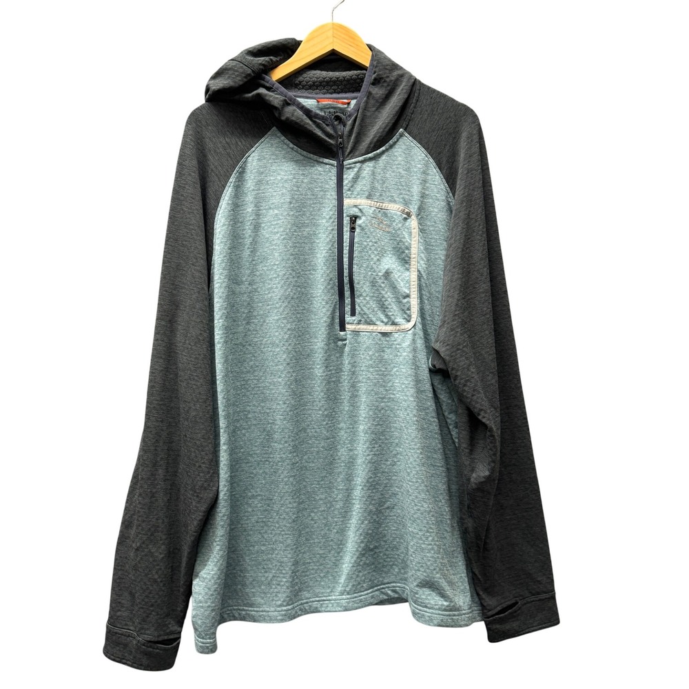 LL Bean Hoodie Mens XXXL 3XL Regular 1/2 Zip Pullover Blue Gray Adventure Fleece
